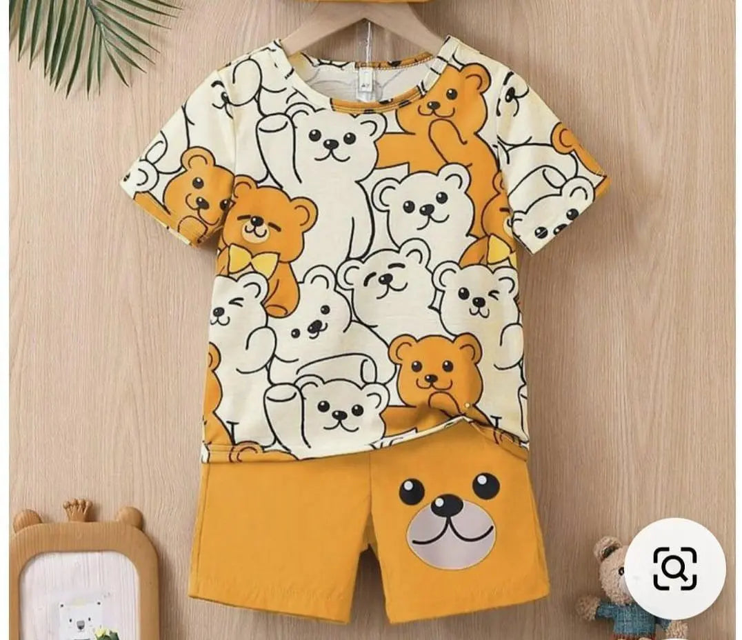 2 Pcs Boy's Stitched Cotton Jersey Printed Night Suit Minni Bo