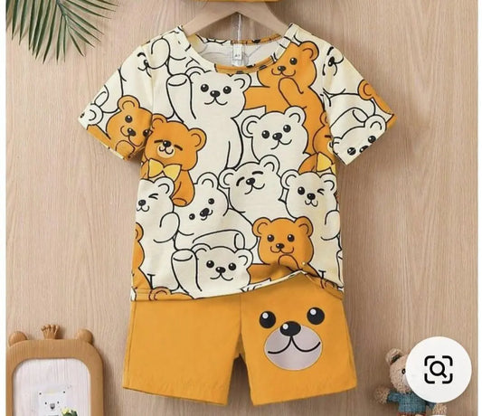 2 Pcs Boy's Stitched Cotton Jersey Printed Night Suit Minni Bo