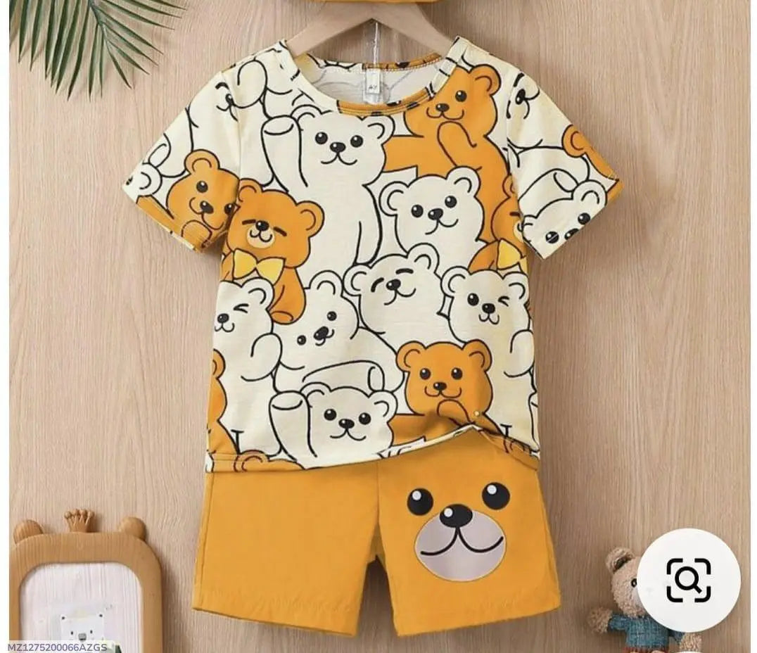 2 Pcs Boy's Stitched Cotton Jersey Printed Night Suit Minni Bo