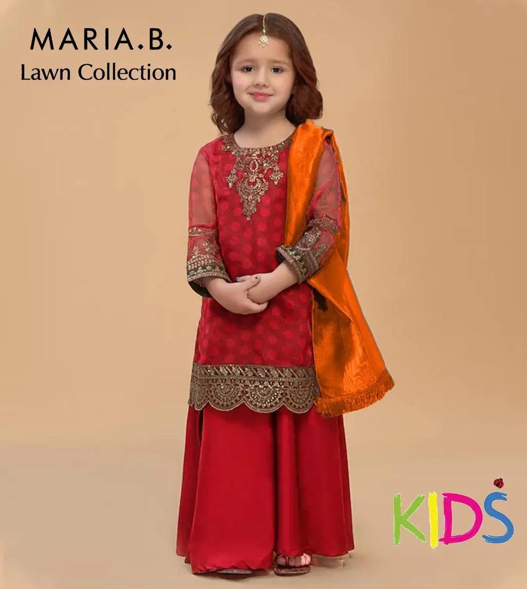 3 Pcs Girl's Lawn Embroidered Unstitched Suit Minni Bo
