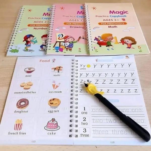 Combo Pack 8.5 Writing Tablet And 4 Pcs Sank Magic Practice Book Minni Bo