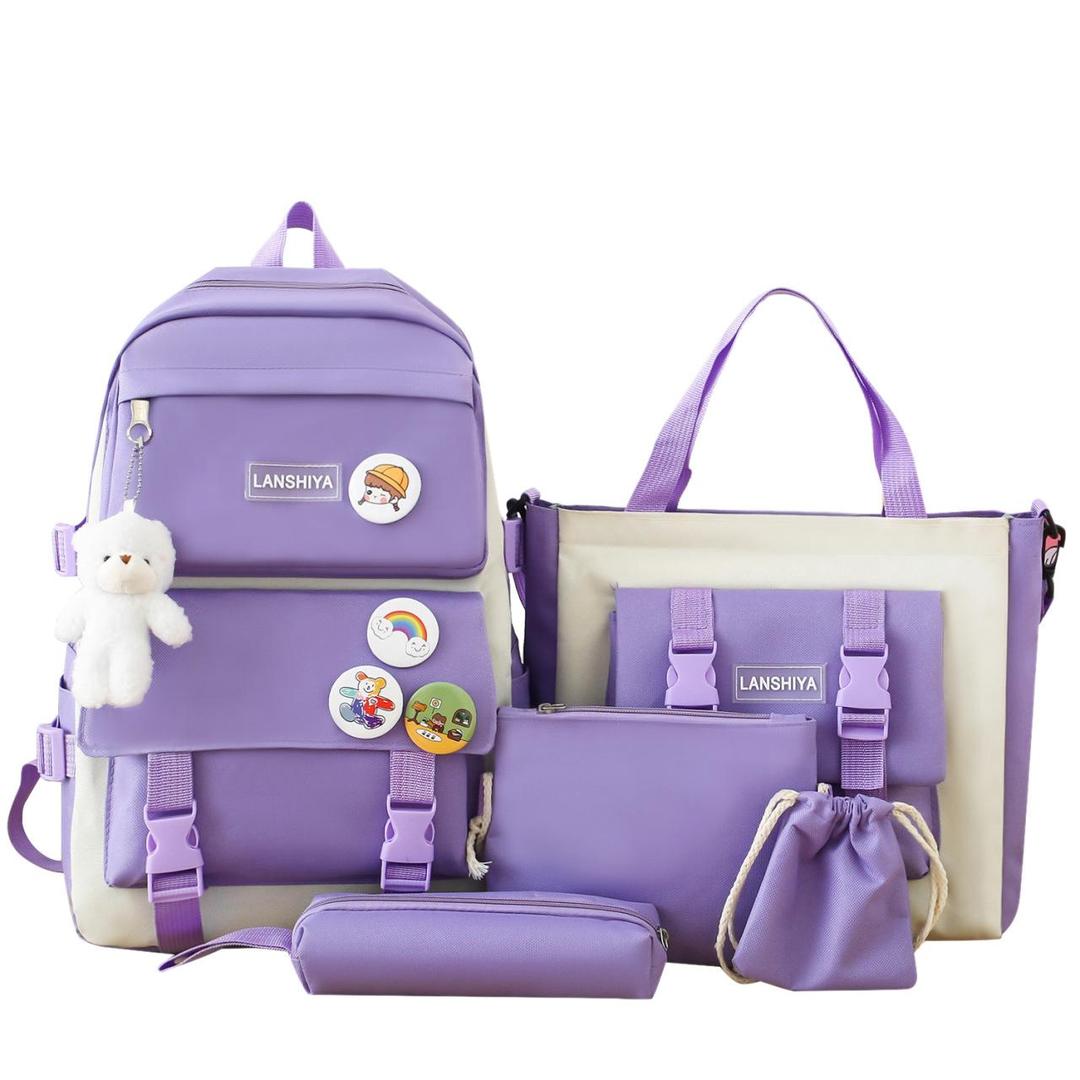 4 Pcs Nylon Backpack For Girls And Boys Minni Bo