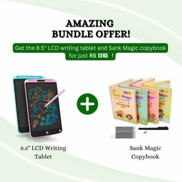 Combo Pack 8.5 Writing Tablet And 4 Pcs Sank Magic Practice Book Minni Bo