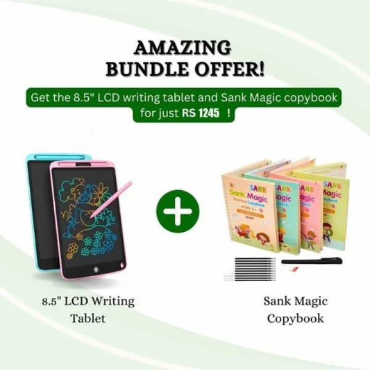 Combo Pack 8.5 Writing Tablet And 4 Pcs Sank Magic Practice Book Minni Bo