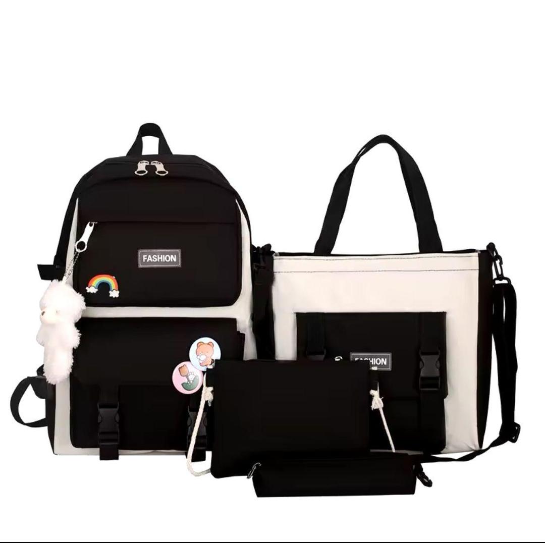 4 Pcs Nylon Backpack For Girls And Boys Minni Bo