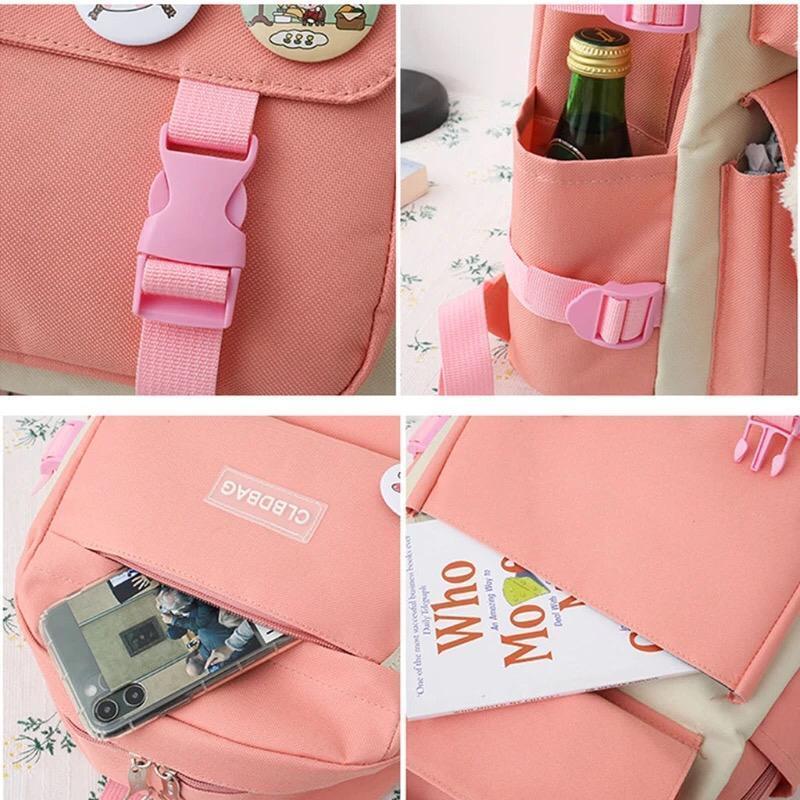 4 Pcs Nylon Backpack For Girls And Boys Minni Bo