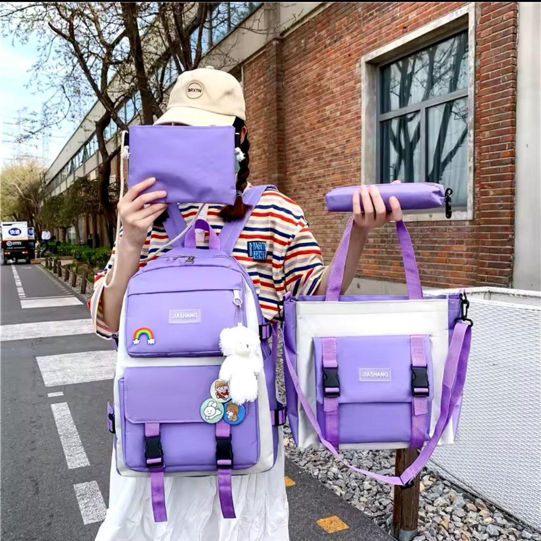 4 Pcs Nylon Backpack For Girls And Boys Minni Bo