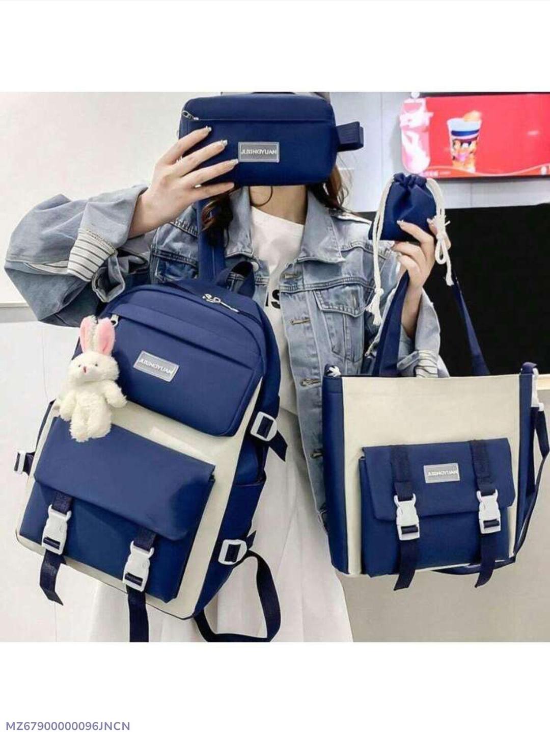 4 Pcs Nylon Backpack For Girls And Boys Minni Bo