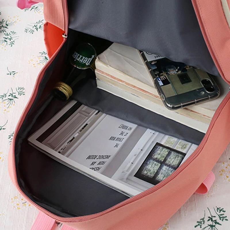 4 Pcs Nylon Backpack For Girls And Boys Minni Bo