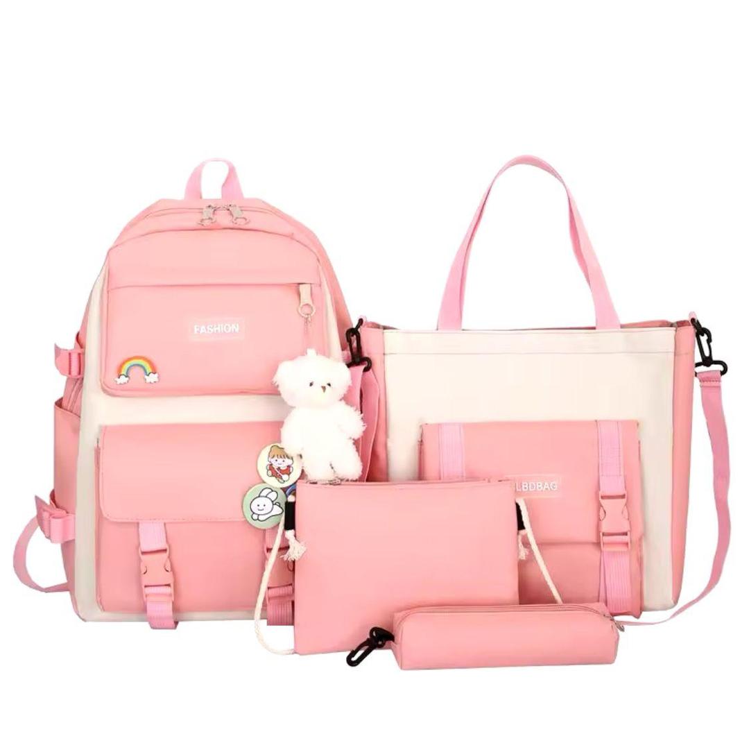 4 Pcs Nylon Backpack For Girls And Boys Minni Bo