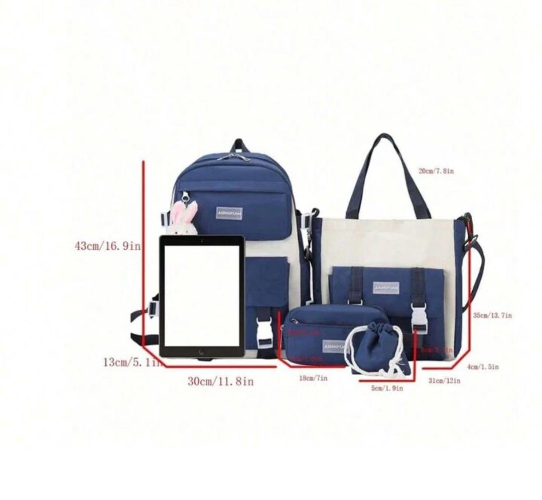 4 Pcs Nylon Backpack For Girls And Boys Minni Bo