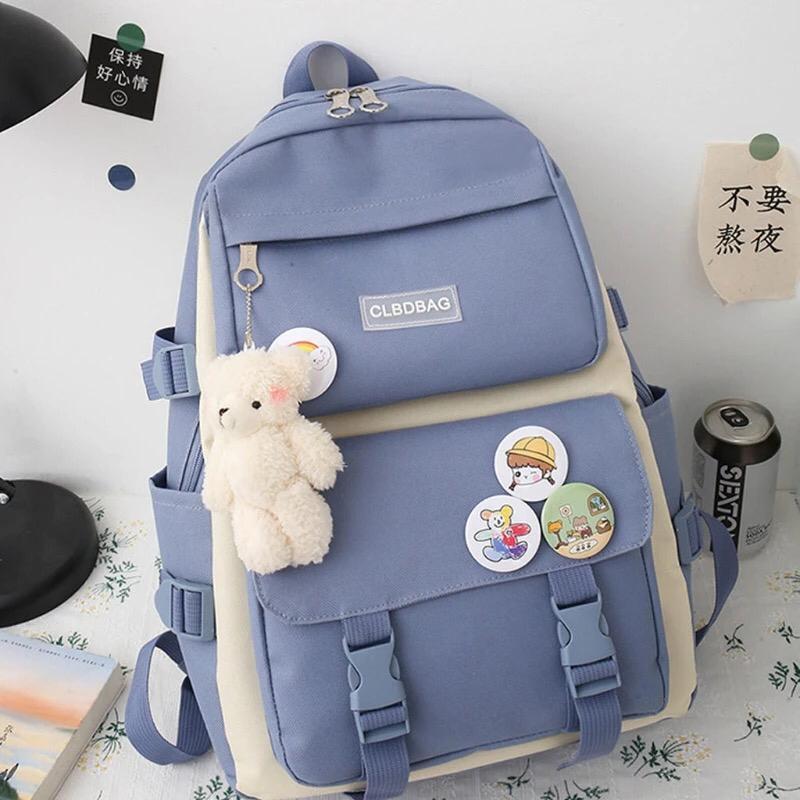 4 Pcs Nylon Backpack For Girls And Boys Minni Bo