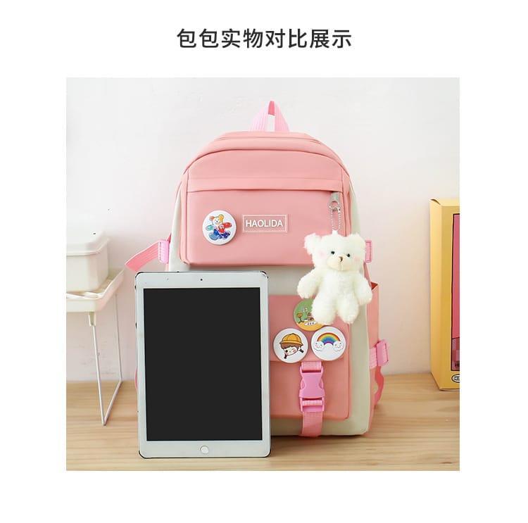 4 Pcs Nylon Backpack For Girls And Boys Minni Bo
